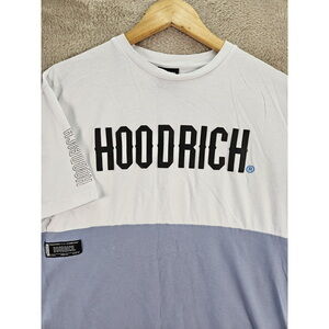 Hoodrich T-Shirt Big Spellout Logo Men's Size L White and Blue